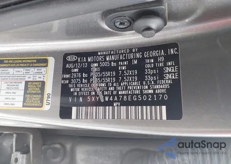 2014 Kia Sorento Sx from USA, damaged, VIN 5XYKW4A78EG502170